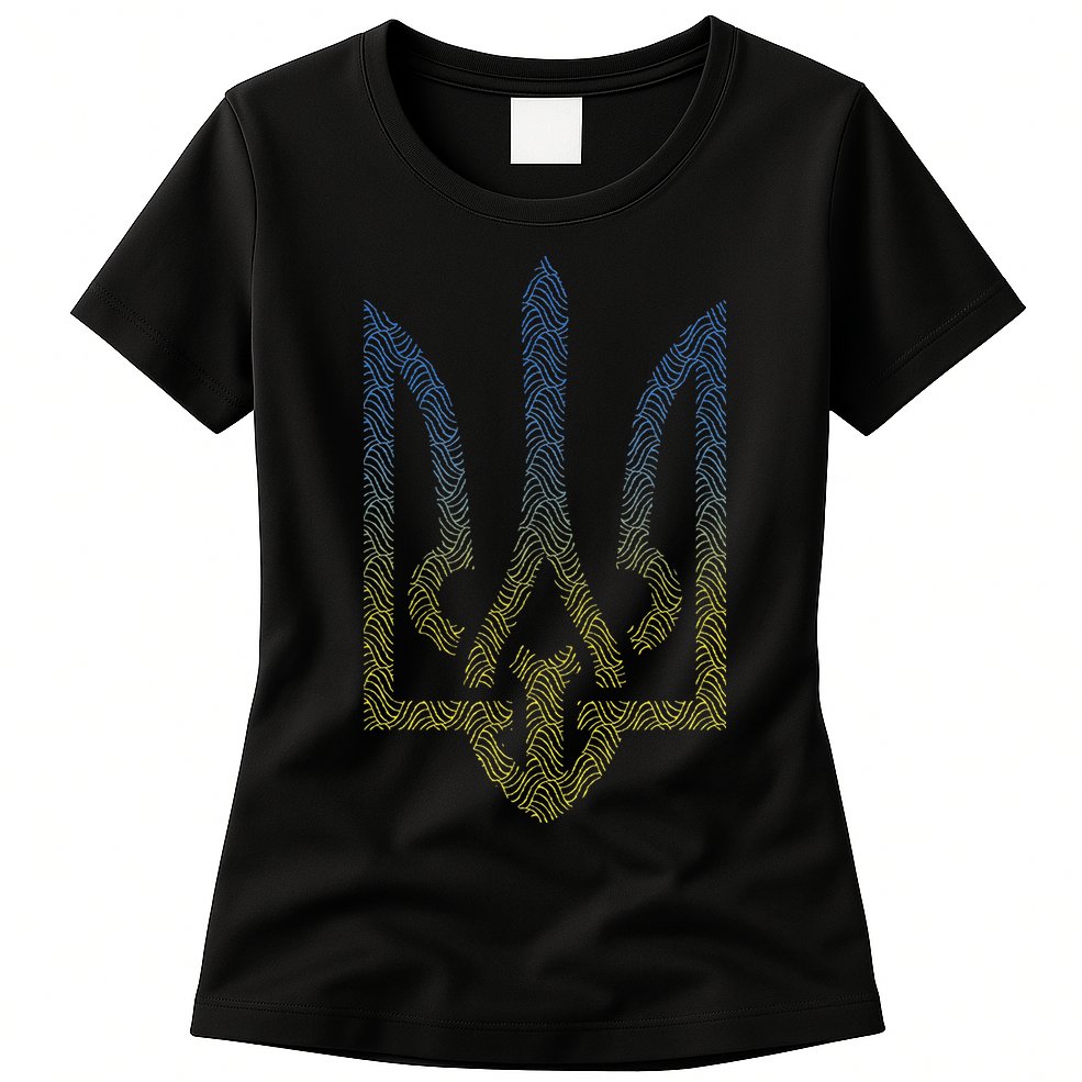 Ukraine Flag And Trident Ukrainian Womens T-Shirt
