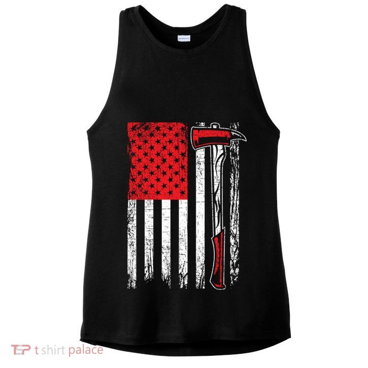 Usa Flag American Firefighter Patriotic Fire Fire Rescue Gift Ladies PosiCharge Tri-Blend Wicking Tank