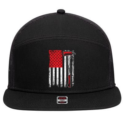 Usa Flag American Firefighter Patriotic Fire Fire Rescue Gift 7 Panel Mesh Trucker Snapback Hat