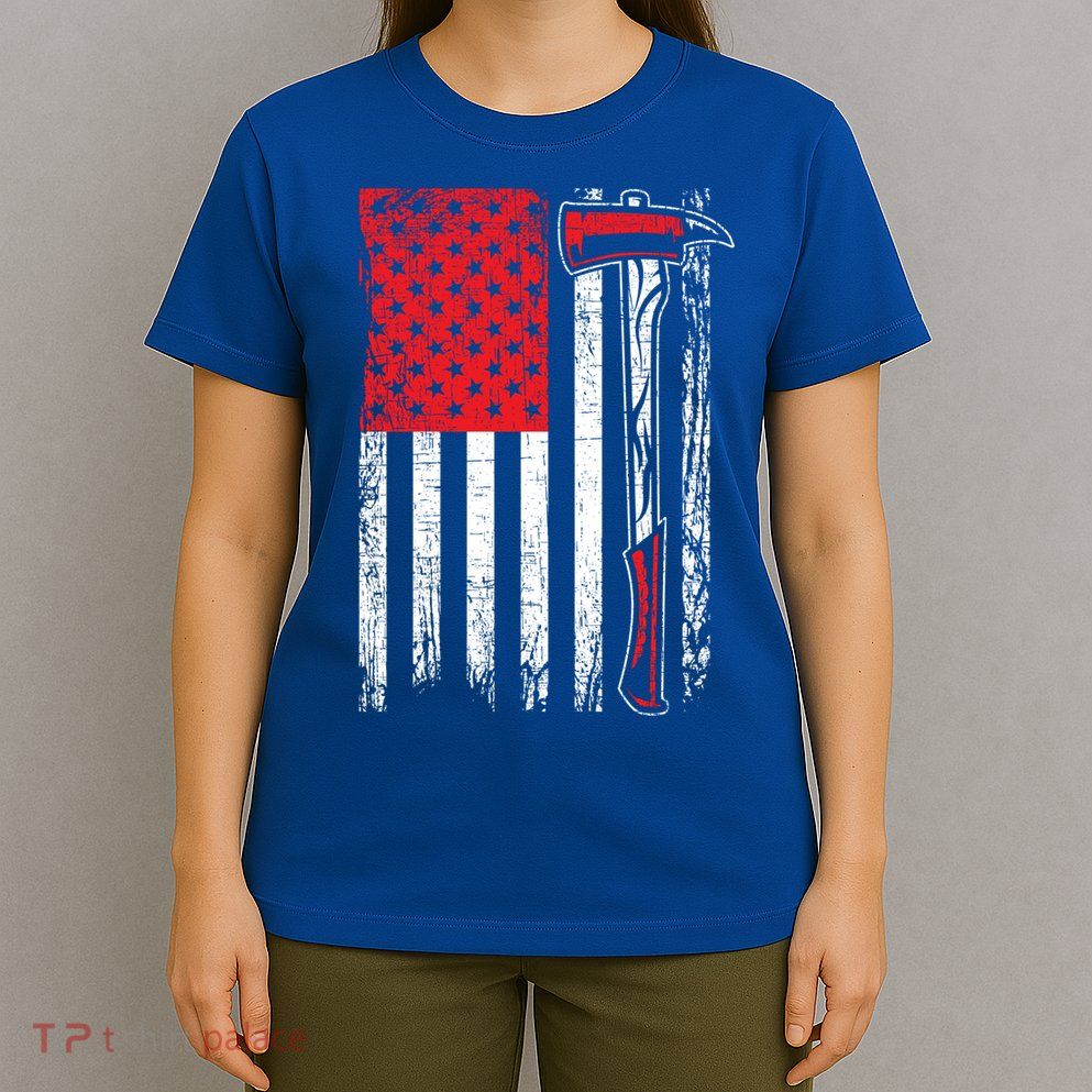 Usa Flag American Firefighter Patriotic Fire Fire Rescue Gift T-Shirt