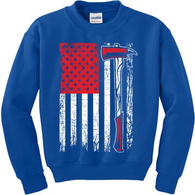 Usa Flag American Firefighter Patriotic Fire Fire Rescue Gift Kids Sweatshirt