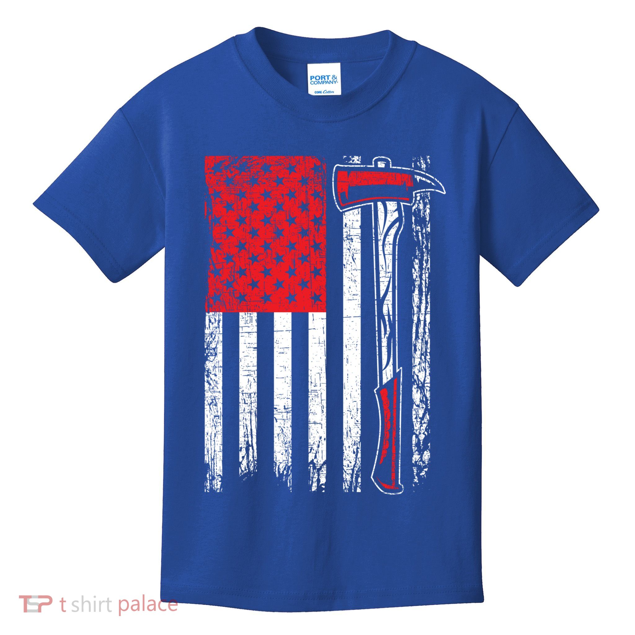 Usa Flag American Firefighter Patriotic Fire Fire Rescue Gift Kids T-Shirt