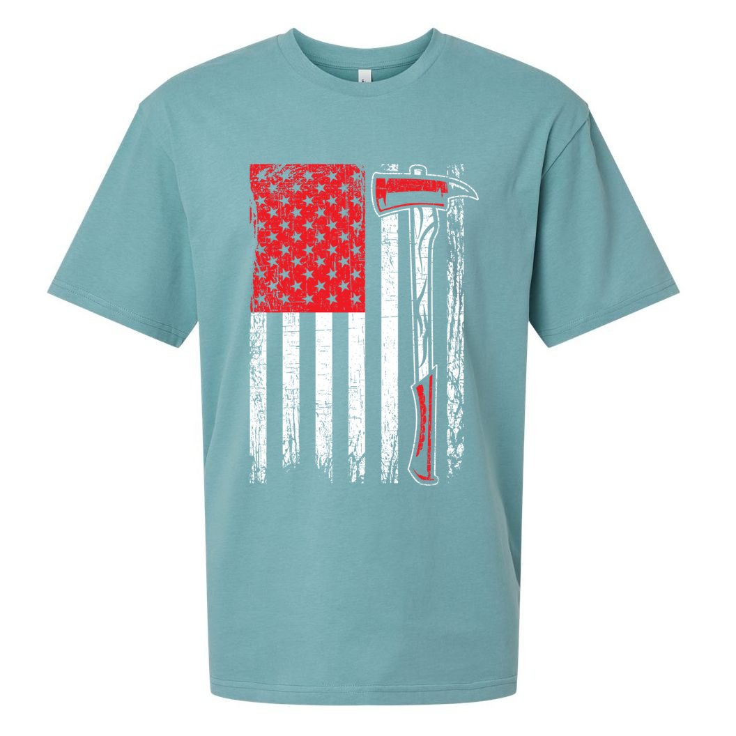 Usa Flag American Firefighter Patriotic Fire Fire Rescue Gift Sueded Cloud Jersey T-Shirt