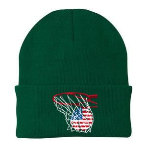 US Flag American Patriotic Basketball 4th Of July Knit Cap Winter Beanie