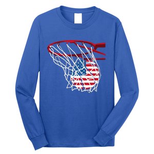 US Flag American Patriotic Basketball 4th Of July Long Sleeve Shirt