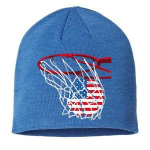 US Flag American Patriotic Basketball 4th Of July Sustainable Beanie