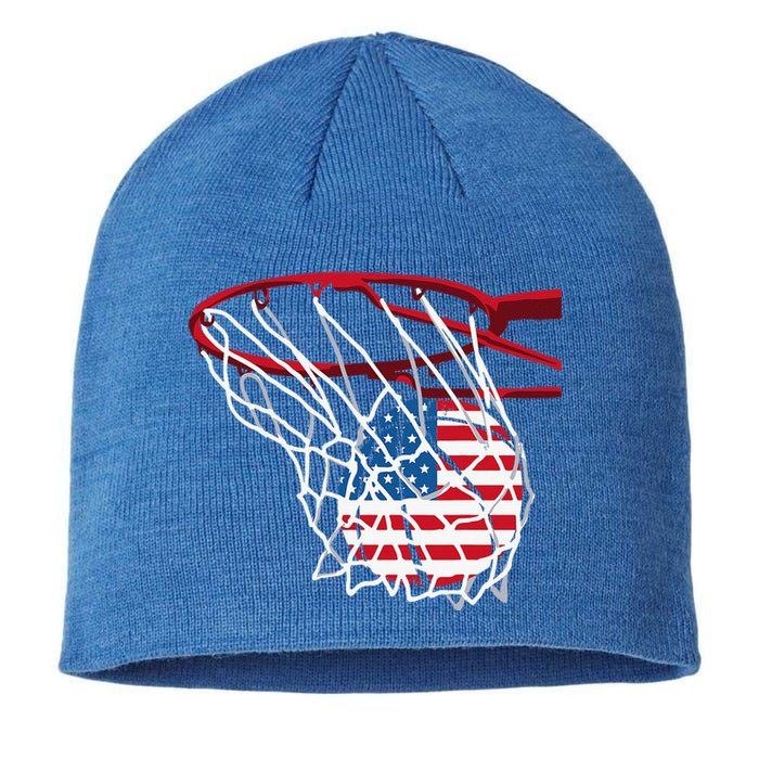 US Flag American Patriotic Basketball 4th Of July Sustainable Beanie