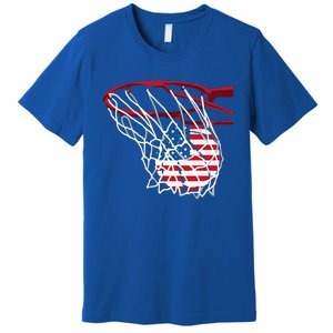 US Flag American Patriotic Basketball 4th Of July Premium T-Shirt