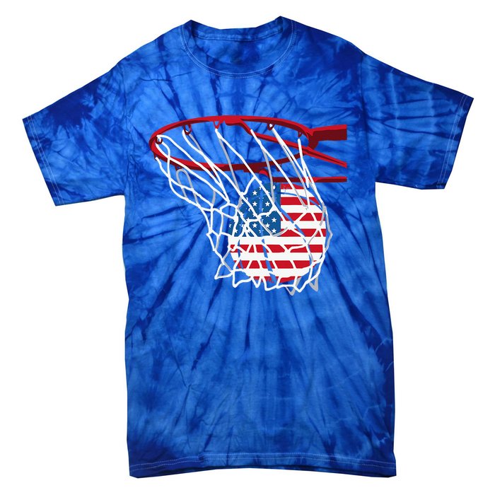 US Flag American Patriotic Basketball 4th Of July Tie-Dye T-Shirt