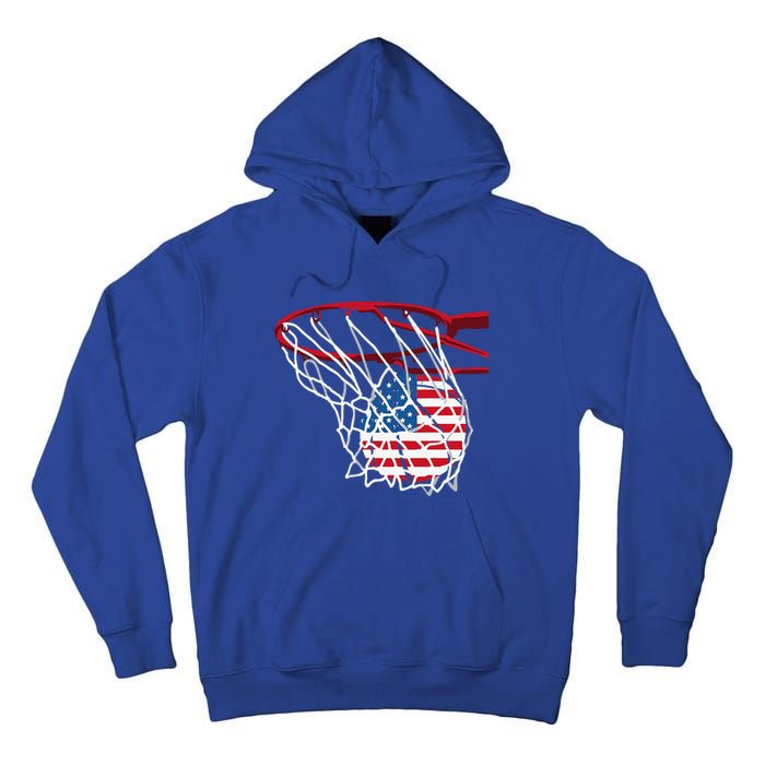 US Flag American Patriotic Basketball 4th Of July Tall Hoodie