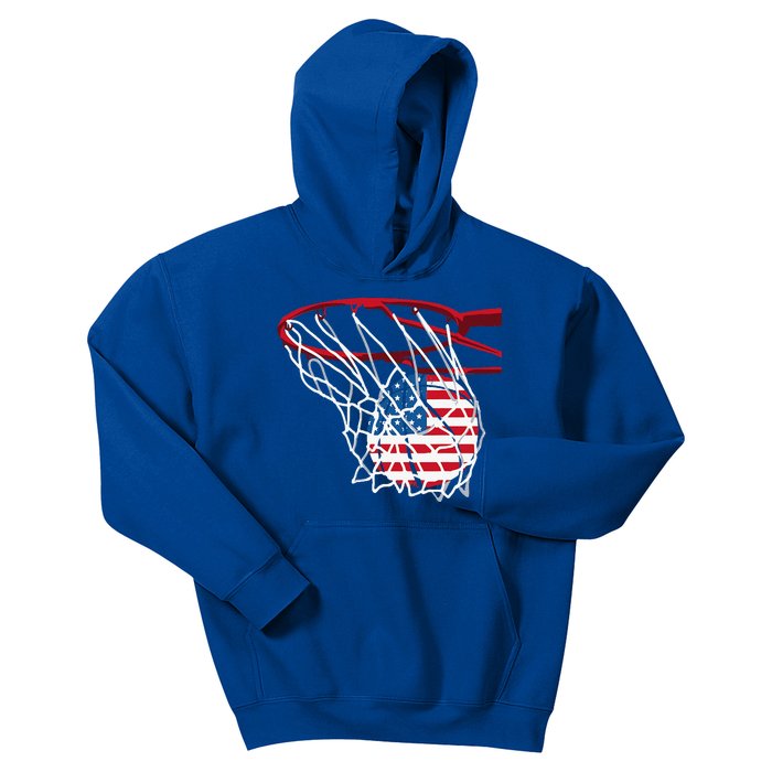 US Flag American Patriotic Basketball 4th Of July Kids Hoodie