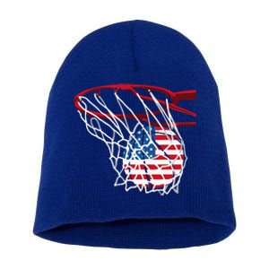 US Flag American Patriotic Basketball 4th Of July Short Acrylic Beanie