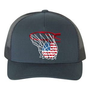 US Flag American Patriotic Basketball 4th Of July Yupoong Adult 5-Panel Trucker Hat