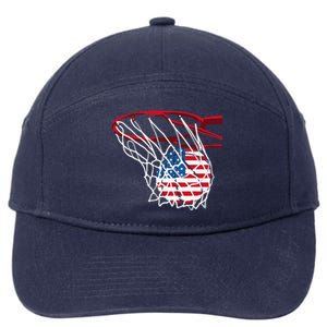 US Flag American Patriotic Basketball 4th Of July 7-Panel Snapback Hat