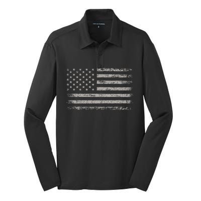 Usa Flag American Flag United States Of America Silk Touch Performance Long Sleeve Polo