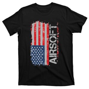 Usa Flag Airsoft Shooting Sports Gun T-Shirt