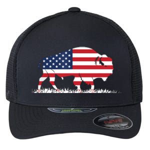 USA Flag American Buffalo Flexfit Unipanel Trucker Cap