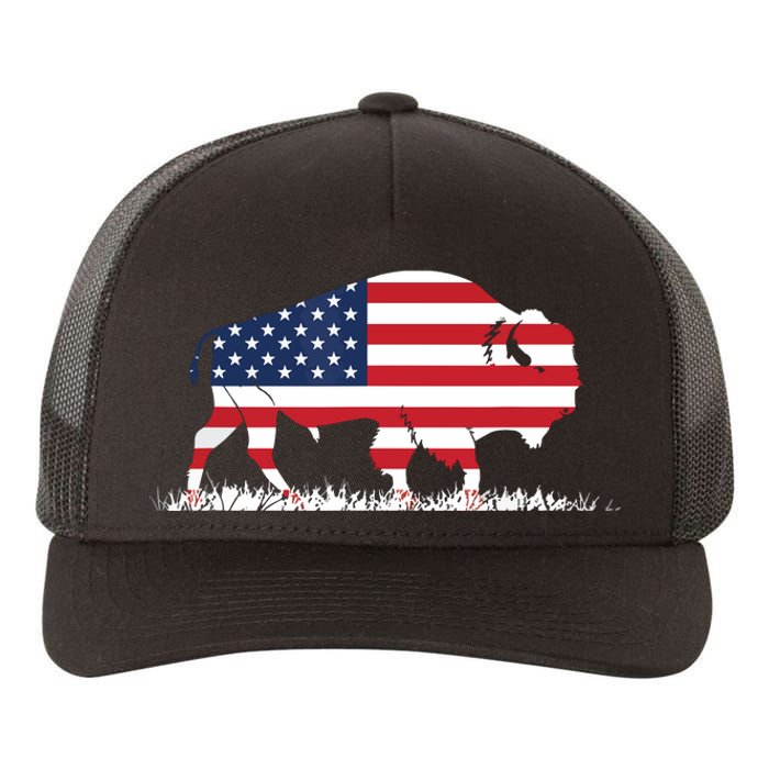 USA Flag American Buffalo Yupoong Adult 5-Panel Trucker Hat