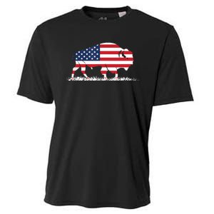 USA Flag American Buffalo Cooling Performance Crew T-Shirt