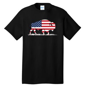 USA Flag American Buffalo Tall T-Shirt