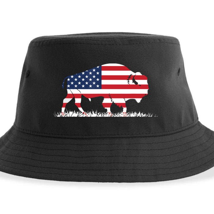 USA Flag American Buffalo Sustainable Bucket Hat