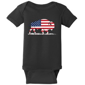 USA Flag American Buffalo Baby Bodysuit