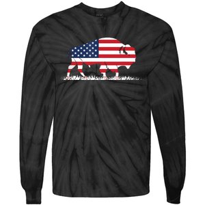 USA Flag American Buffalo Tie-Dye Long Sleeve Shirt