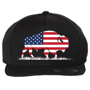 USA Flag American Buffalo Wool Snapback Cap