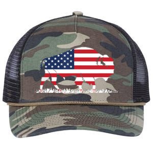 USA Flag American Buffalo Retro Rope Trucker Hat Cap