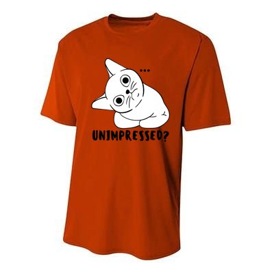 Unimpressed Funny Angry Cat Performance Sprint T-Shirt