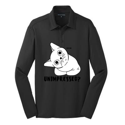 Unimpressed Funny Angry Cat Silk Touch Performance Long Sleeve Polo