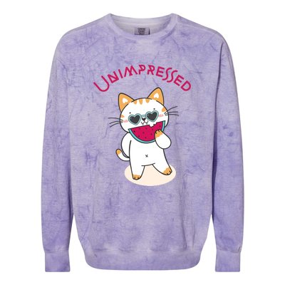 Unimpressed Funny Angry Cat Colorblast Crewneck Sweatshirt