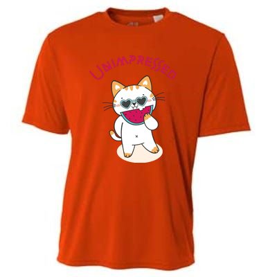 Unimpressed Funny Angry Cat Cooling Performance Crew T-Shirt