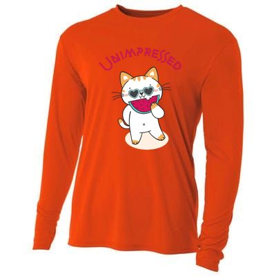 Unimpressed Funny Angry Cat Cooling Performance Long Sleeve Crew