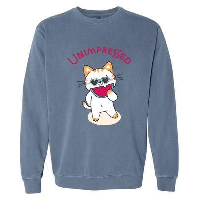 Unimpressed Funny Angry Cat Garment-Dyed Sweatshirt