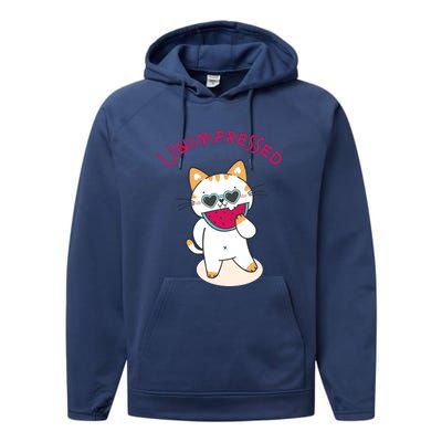 Unimpressed Funny Angry Cat Performance Fleece Hoodie