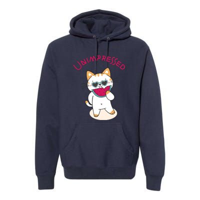 Unimpressed Funny Angry Cat Premium Hoodie