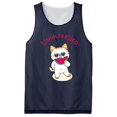 Unimpressed Funny Angry Cat Mesh Reversible Basketball Jersey Tank