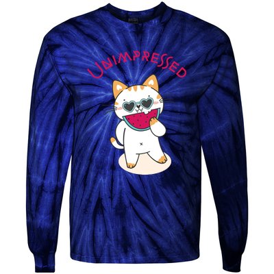 Unimpressed Funny Angry Cat Tie-Dye Long Sleeve Shirt