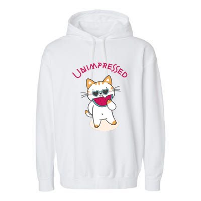 Unimpressed Funny Angry Cat Garment-Dyed Fleece Hoodie