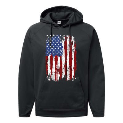 USA Flag American Flag United States Of America 4th Of July Performance Fleece Hoodie