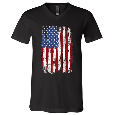 USA Flag American Flag United States Of America 4th Of July V-Neck T-Shirt