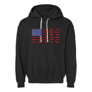 US Flag Airplanes Patriotic Aviation American Pilot Gift Garment-Dyed Fleece Hoodie