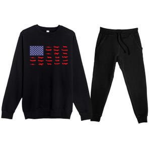 US Flag Airplanes Patriotic Aviation American Pilot Gift Premium Crewneck Sweatsuit Set