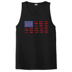 US Flag Airplanes Patriotic Aviation American Pilot Gift PosiCharge Competitor Tank