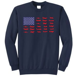 US Flag Airplanes Patriotic Aviation American Pilot Gift Sweatshirt