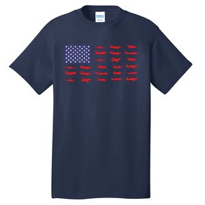 US Flag Airplanes Patriotic Aviation American Pilot Gift Tall T-Shirt