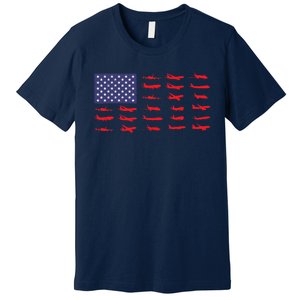 US Flag Airplanes Patriotic Aviation American Pilot Gift Premium T-Shirt