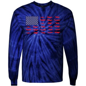 US Flag Airplanes Patriotic Aviation American Pilot Gift Tie-Dye Long Sleeve Shirt