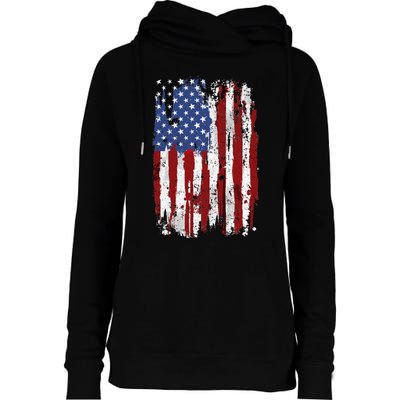 USA Flag American Flag United States of America 4th of July Womens Funnel Neck Pullover Hood